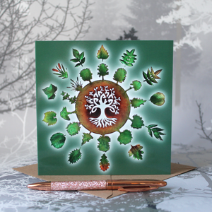 13 Sacred Trees Card with Leaves