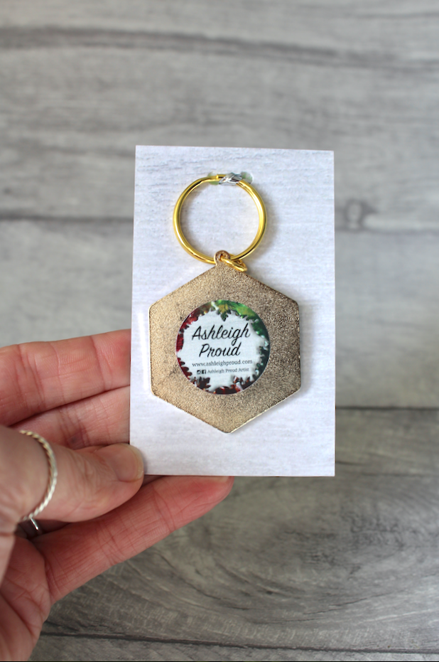 Honeycomb and Bee Keyring